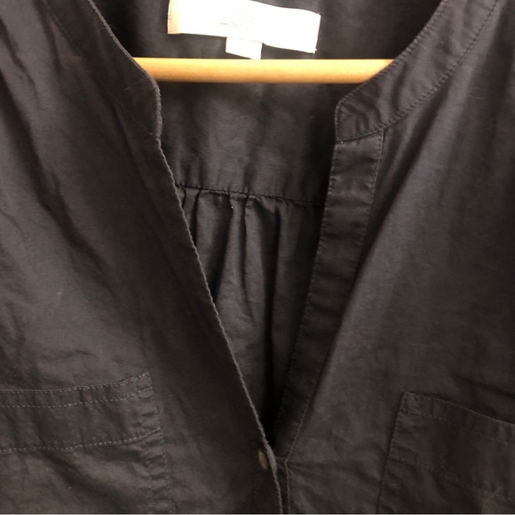 Loft navy blue roll sleeve shirt cotton split neck sZ medium - Picture 7 of 15